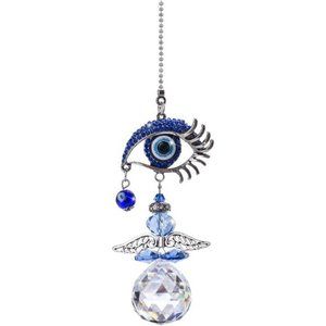 Hanging Crystal Angel Suncatcher Blue Evil Eye Protection and Good Luck Charm